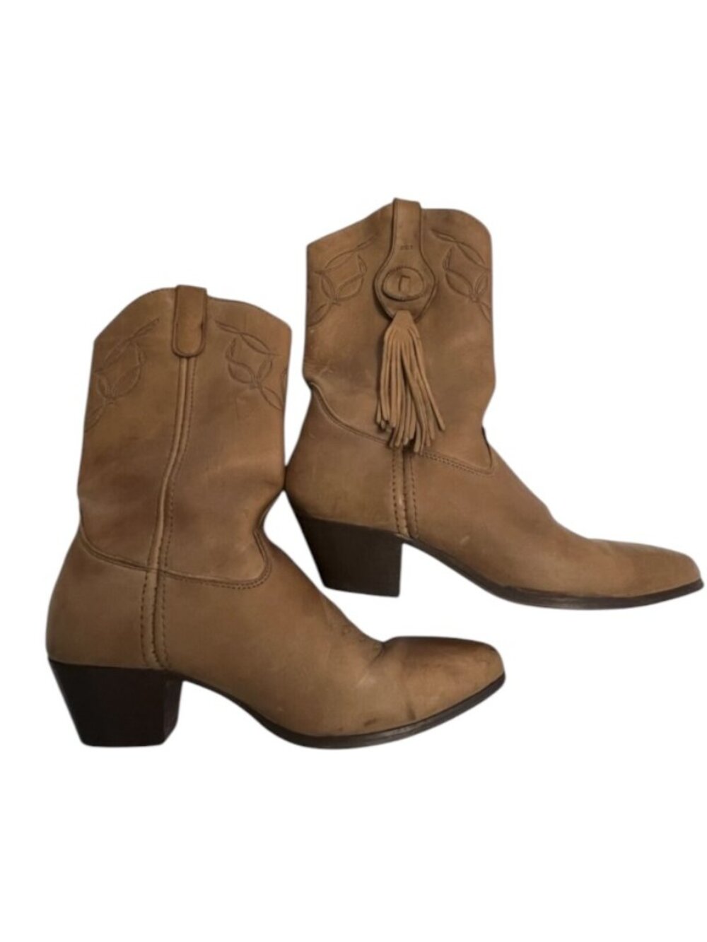 Laredo Womens 9 Tan Leather Fringe Western Cowboy Boots Cowgirl Boho Festival - Picture 5 of 9